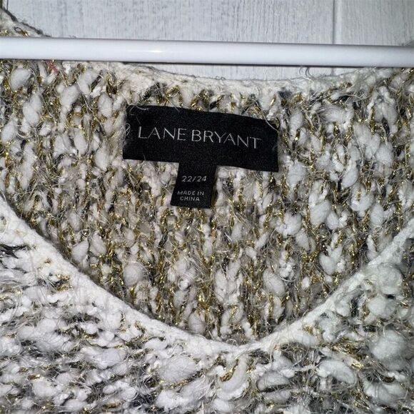 Lane Bryant Plus Size 22 Beige Metallic Knit Pullover Sweater - Picture 5 of 6